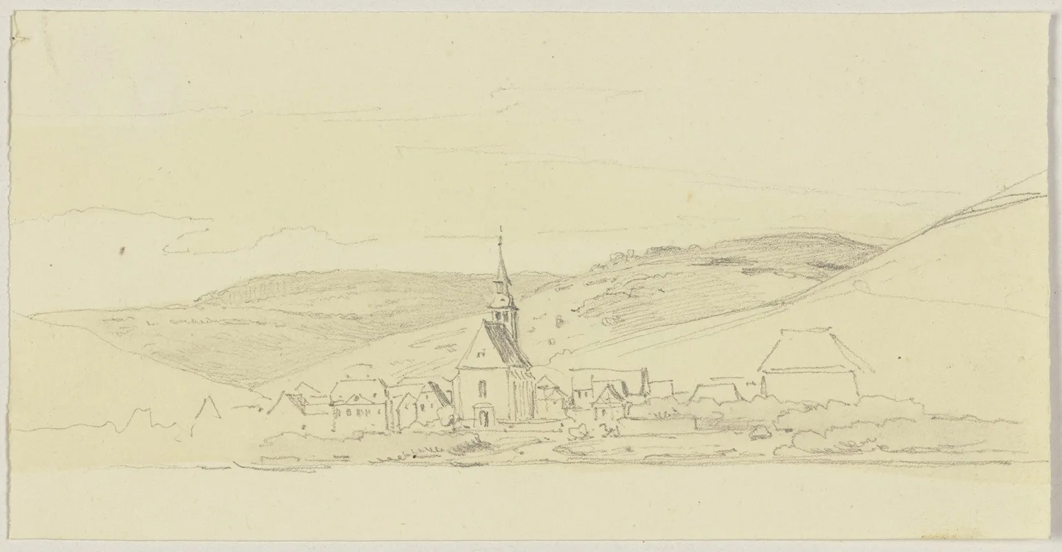 Village Surrounded By Mountains by Jakob Becker - Canvas Print