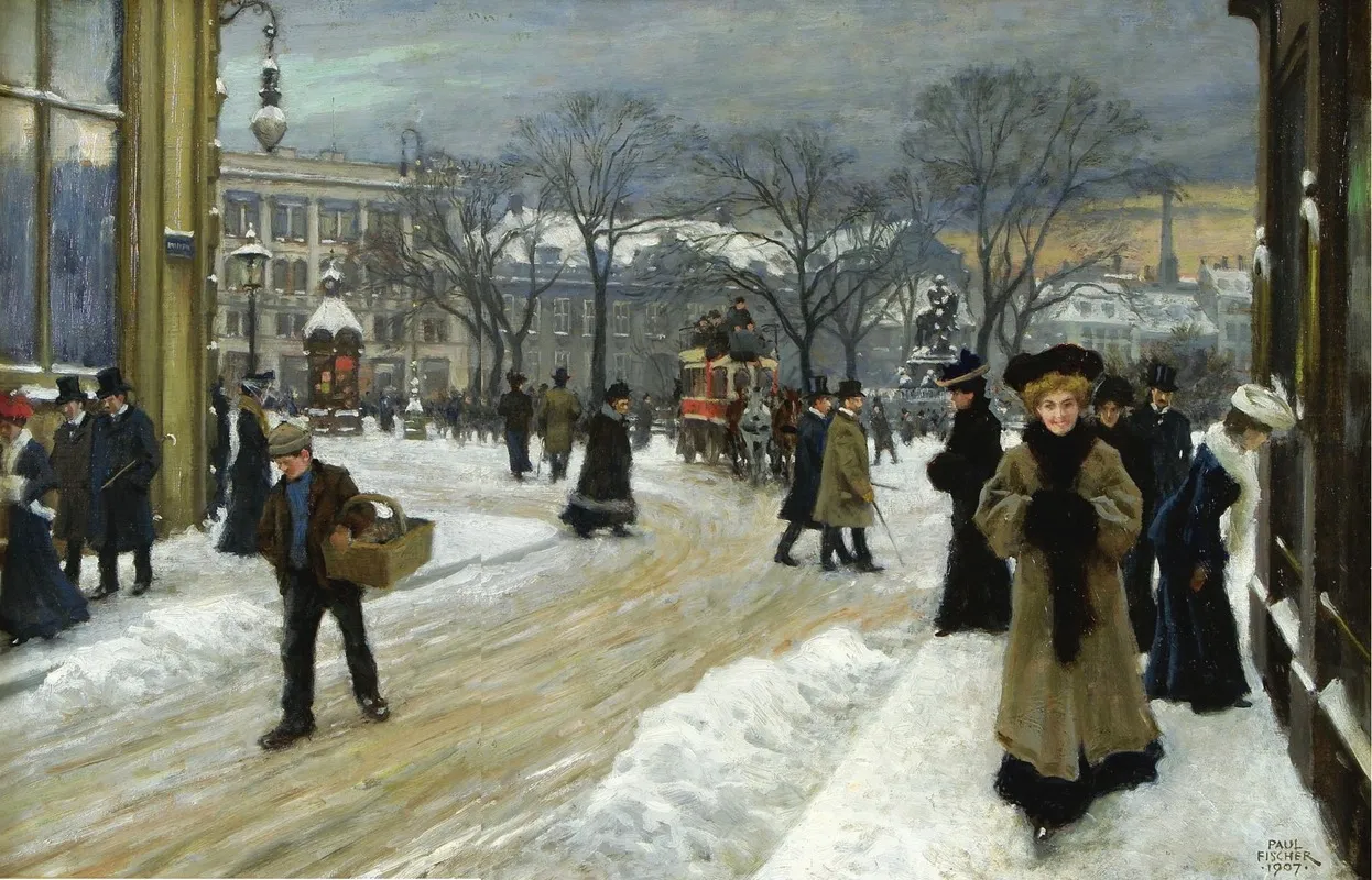 Vinterdag In Kongens Nytorv by Paul Fischer - Canvas Print