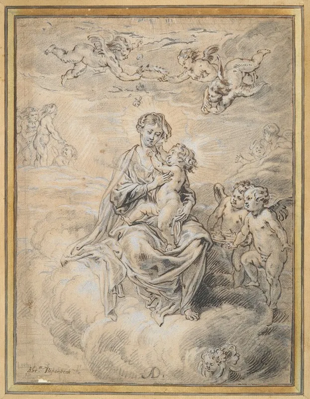 Virgin And Child In Heaven With Putti by Abraham van Diepenbeeck - Canvas Print