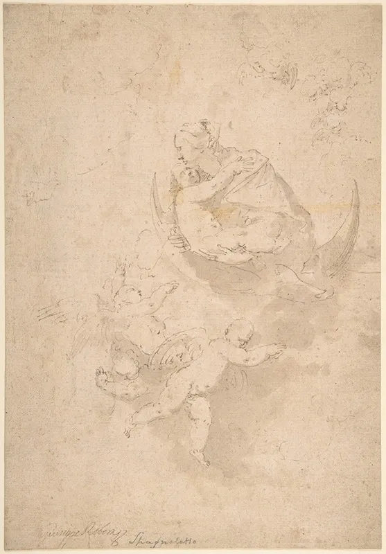 Virgin And Child On Crescent Moon With Putti