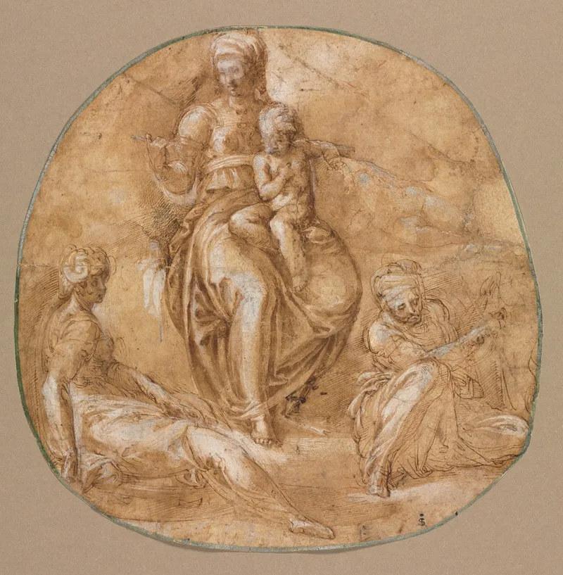 Virgin And Child With St Catherine Of Alexandria And Saint Anne 2 by Battista Franco - Canvas Print
