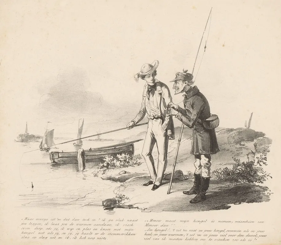 Vissende Jongeman En Oude Man