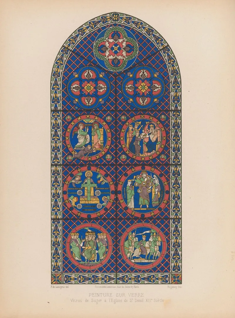Vitrail De Suger A Leglise De St Denis Xiie Siecle by Joseph Rose Lemercier - Canvas Print