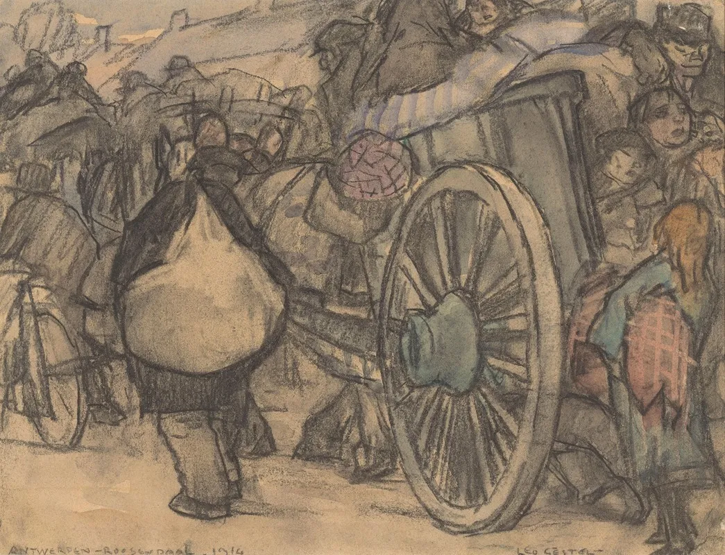 Vluchtelingen Onderweg Van Antwerpen Naar Roosendaal 1914