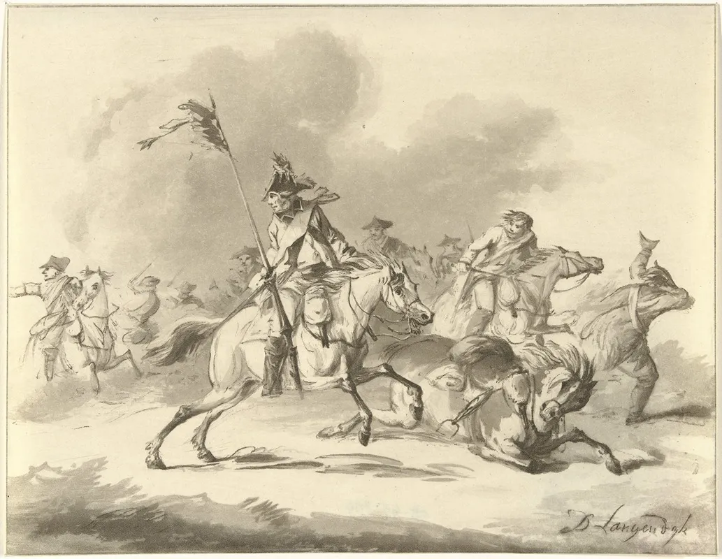 Vluchtende Ruiters by Christiaan Josi - Canvas Print