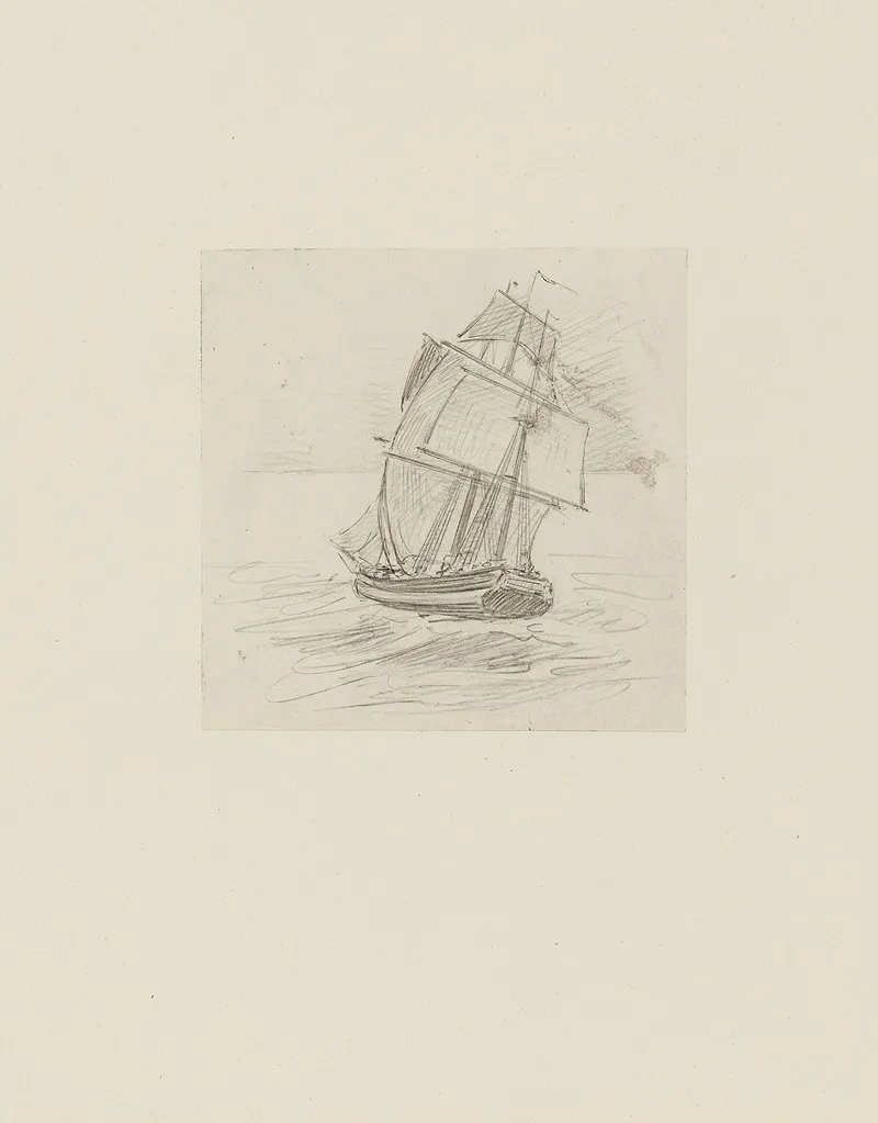 Voilier Vu De Larriere Dessin Non Utilise by Achille Granchi-Taylor - Canvas Print