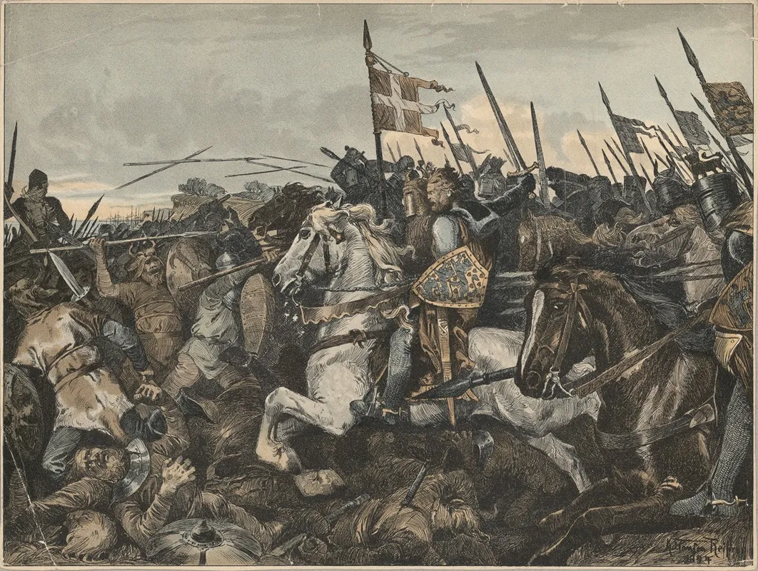 Volmerslaget Valdemars Battle by Karl Hansen Reistrup - Canvas Print
