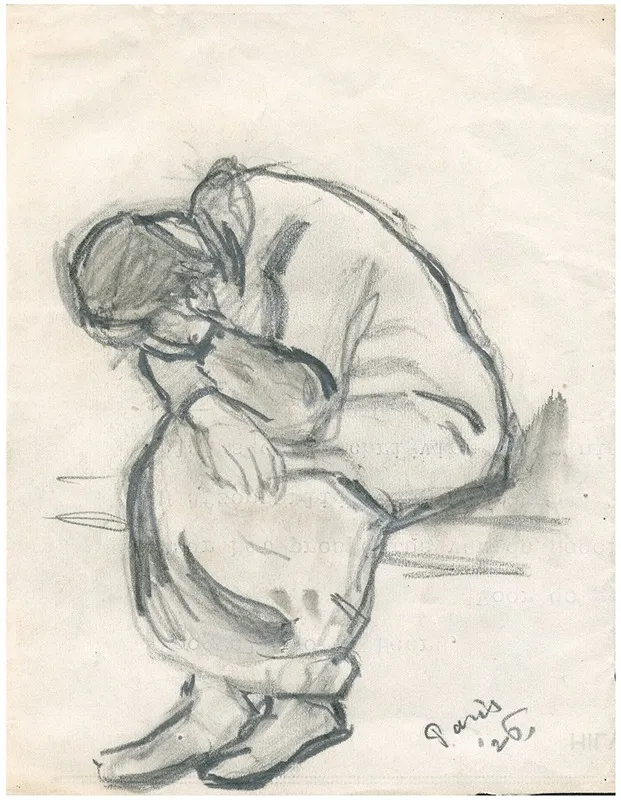 Vooroverzittende Vrouw Huilend 2