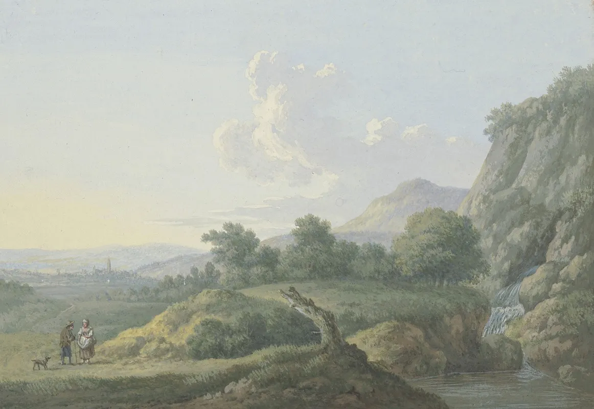 Vorgebirgslandschaft Links Ein Ausblick Auf Ein Stadtchen by Karl Franz Kraul - Canvas Print