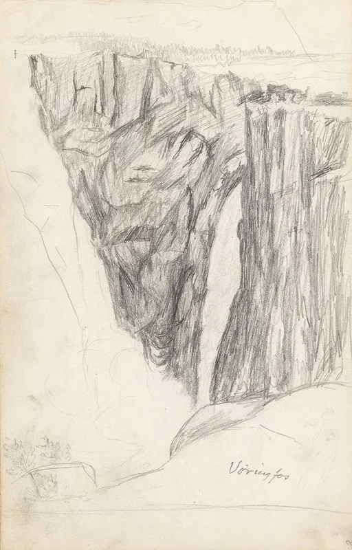 Voringsfossen by Hans Gude - Canvas Print