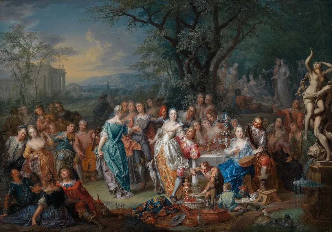 Vornehme Gesellschaft Im Park by Franz Christoph Janneck - Canvas Print