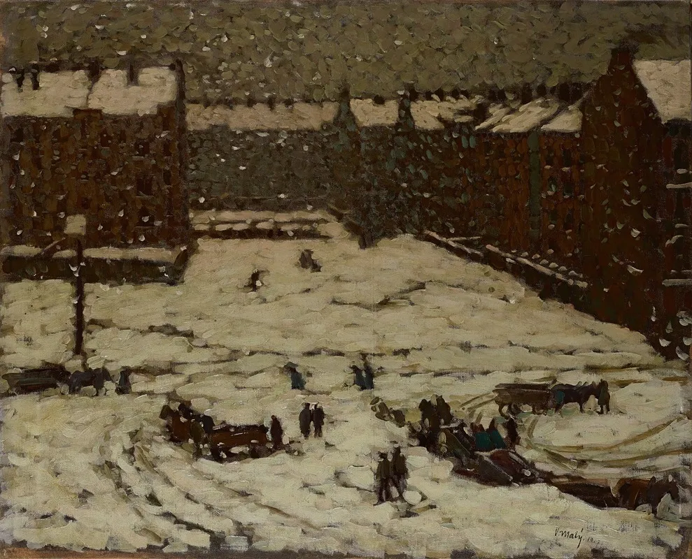 Vorstadt Im Schneewetter by Václav Malý - Canvas Print