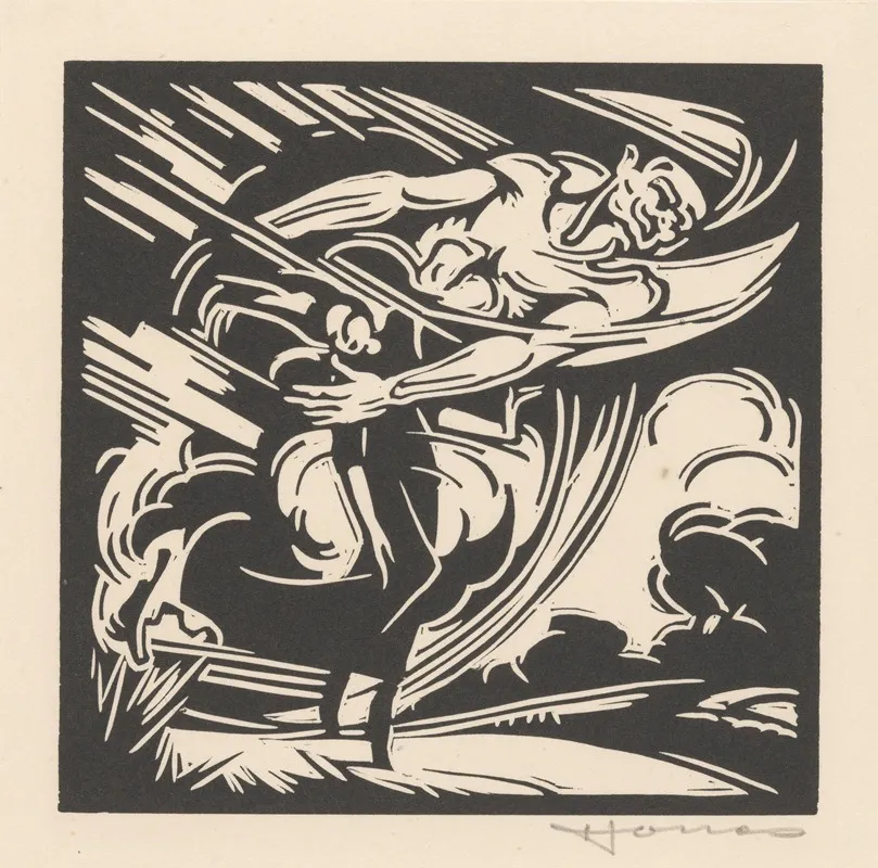 Vrouw En De Wind 2 by Henri Jonas - Canvas Print