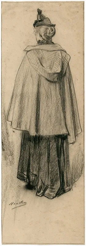 Vrouw In Wandelkleding Op De Rug Gezien by Nicolaas van der Waay - Canvas Print