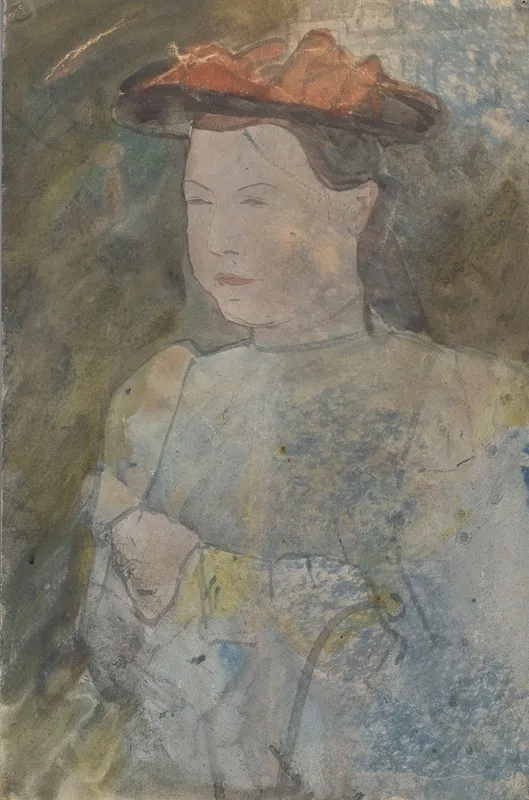 Vrouw Met Een Platte Hoed