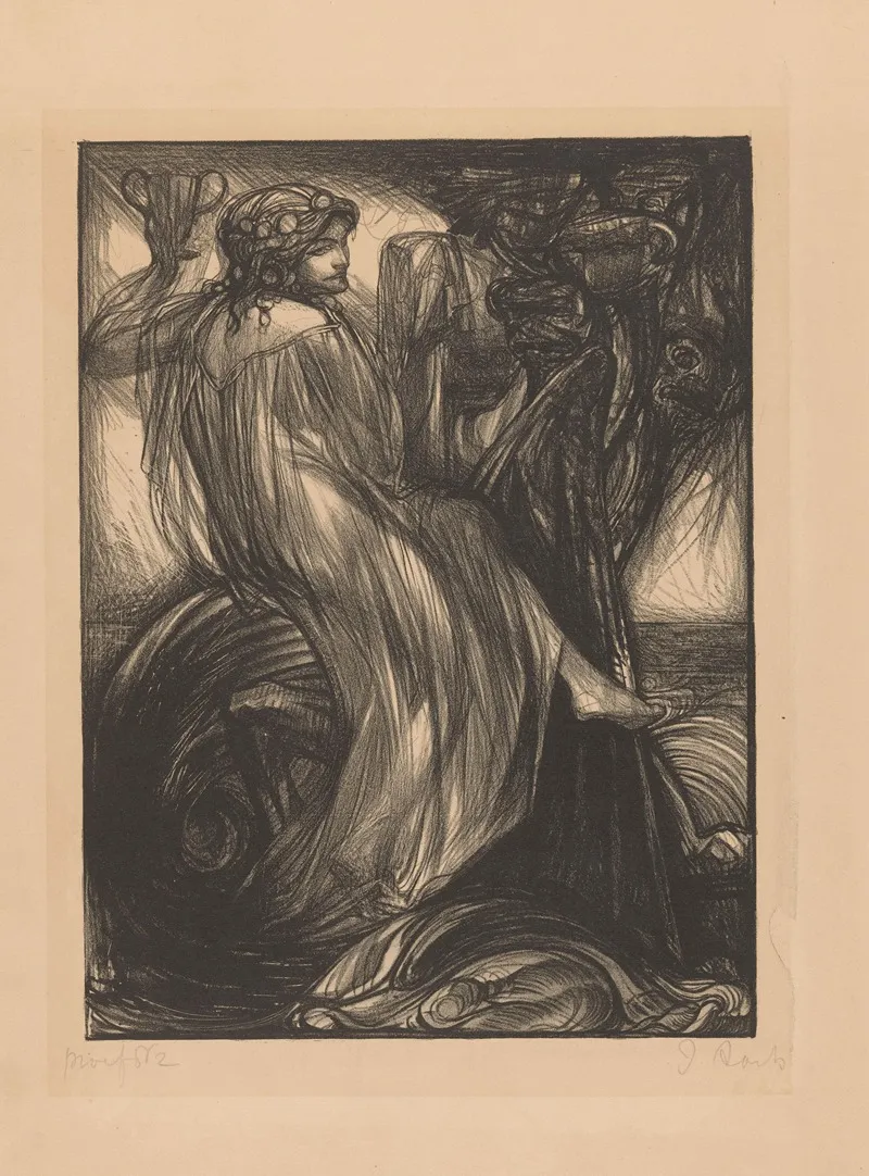 Vrouw Zittend Op De Hydra 2 by Johannes Josephus Aarts - Canvas Print