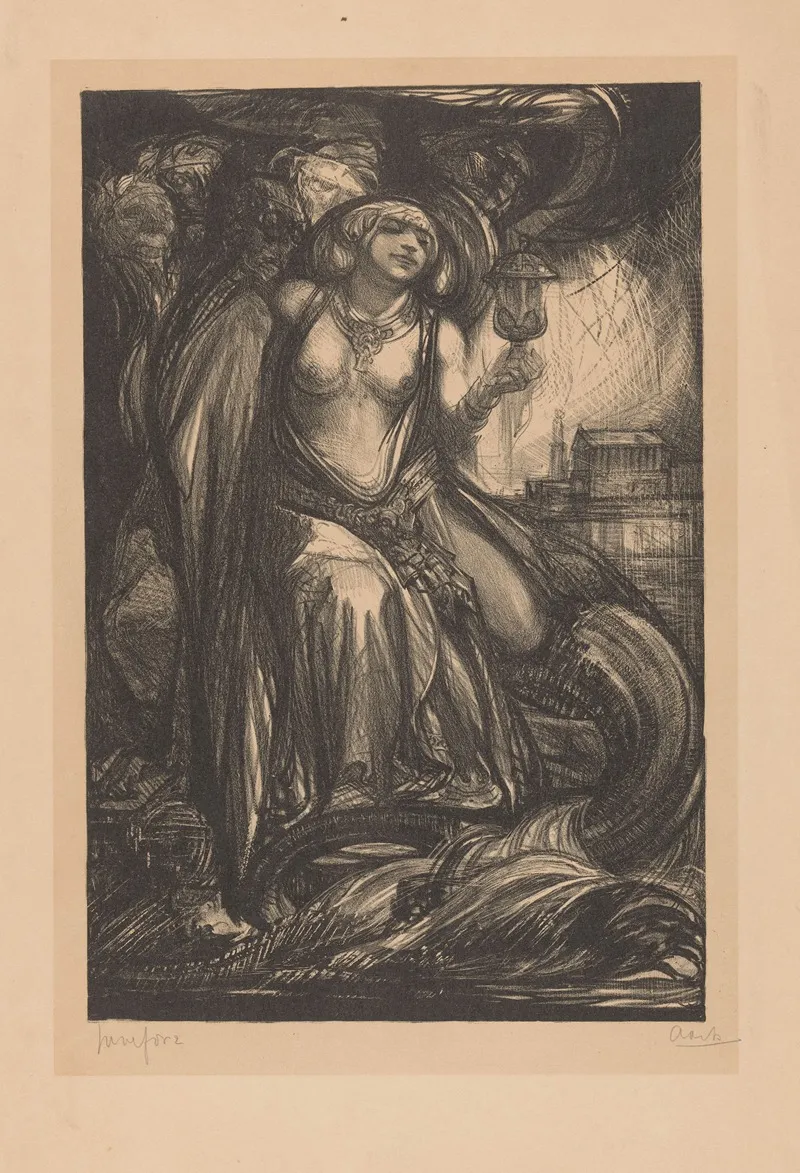 Vrouw Zittend Op De Hydra by Johannes Josephus Aarts - Canvas Print