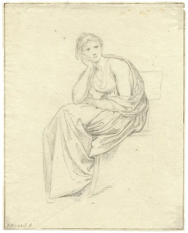 Vrouw Zittend Op Een Stoel Rechterhand Onder Het Hoofd by David Humbert de Superville - Canvas Print