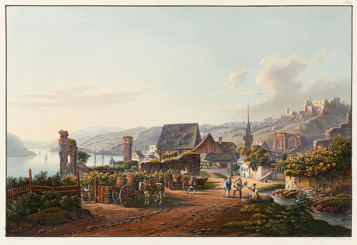Vue De Bacharach Et De La Ruine De Stahlek
