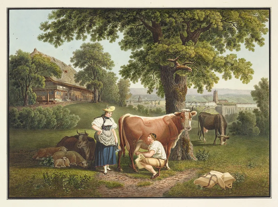 Vue De Berne Depuis Le Sandrain by Gabriel Lory the older - Canvas Print