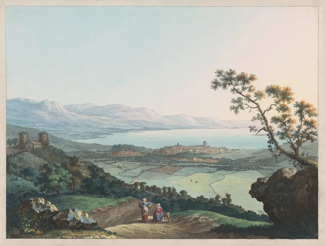 Vue De Geneve Pris Depuis Saconex En Savoie 2 by Carl Ludwig Hackert - Canvas Print