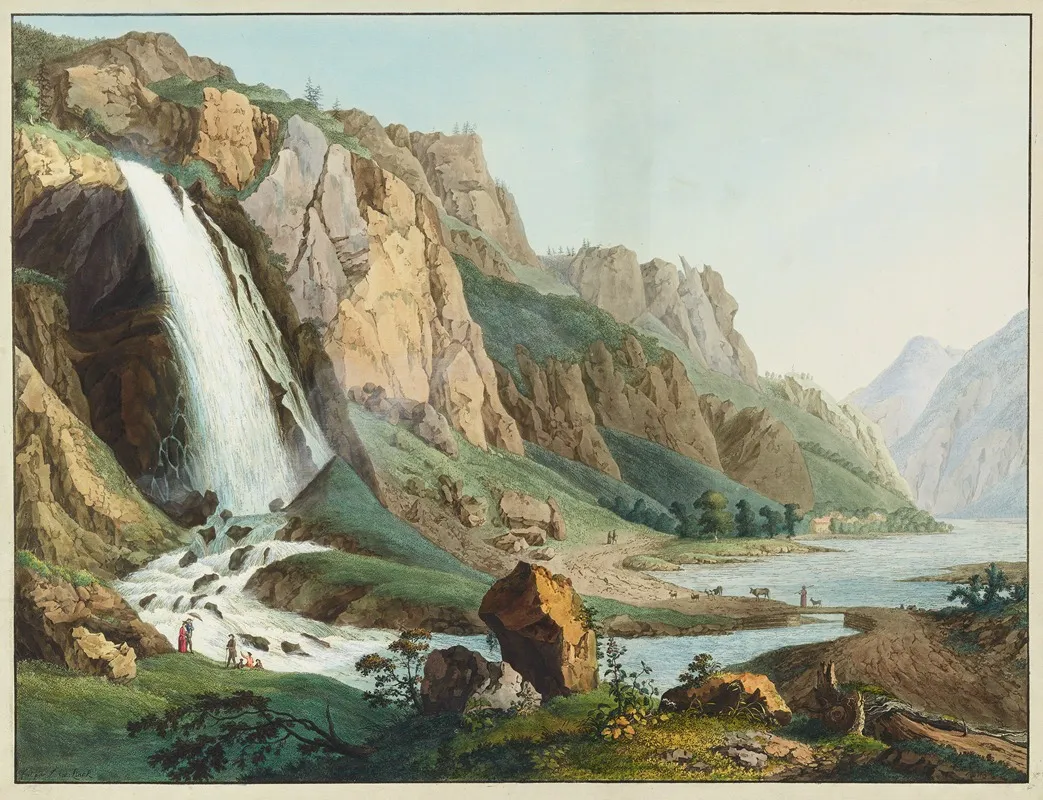 Vue De La Cascade De Pissevache 2 by Jean-Antoine Linck - Canvas Print