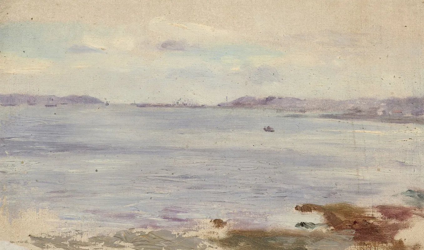 Vue De La Rade De Brest Depuis La Plage De Plougastel Daoulas by Jeanne Jegou-Cadart - Canvas Print