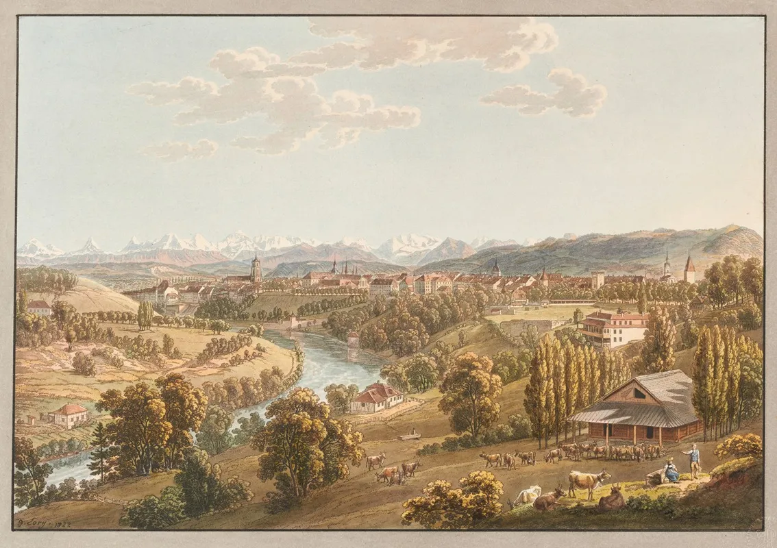 Vue De La Ville De Berne 2 by Gabriel Lory the Younger - Canvas Print