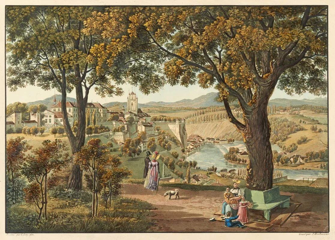 Vue De La Ville De Berne Prise De La Promenade Des Remparts by Gabriel Lory the older - Canvas Print