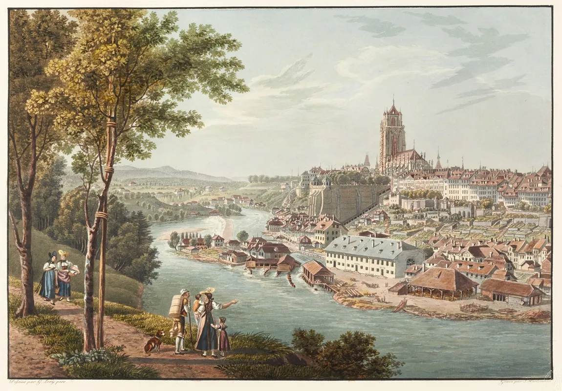 Vue De La Ville De Berne Prise Sur La Route De Thoune 2 by Gabriel Lory the older - Canvas Print