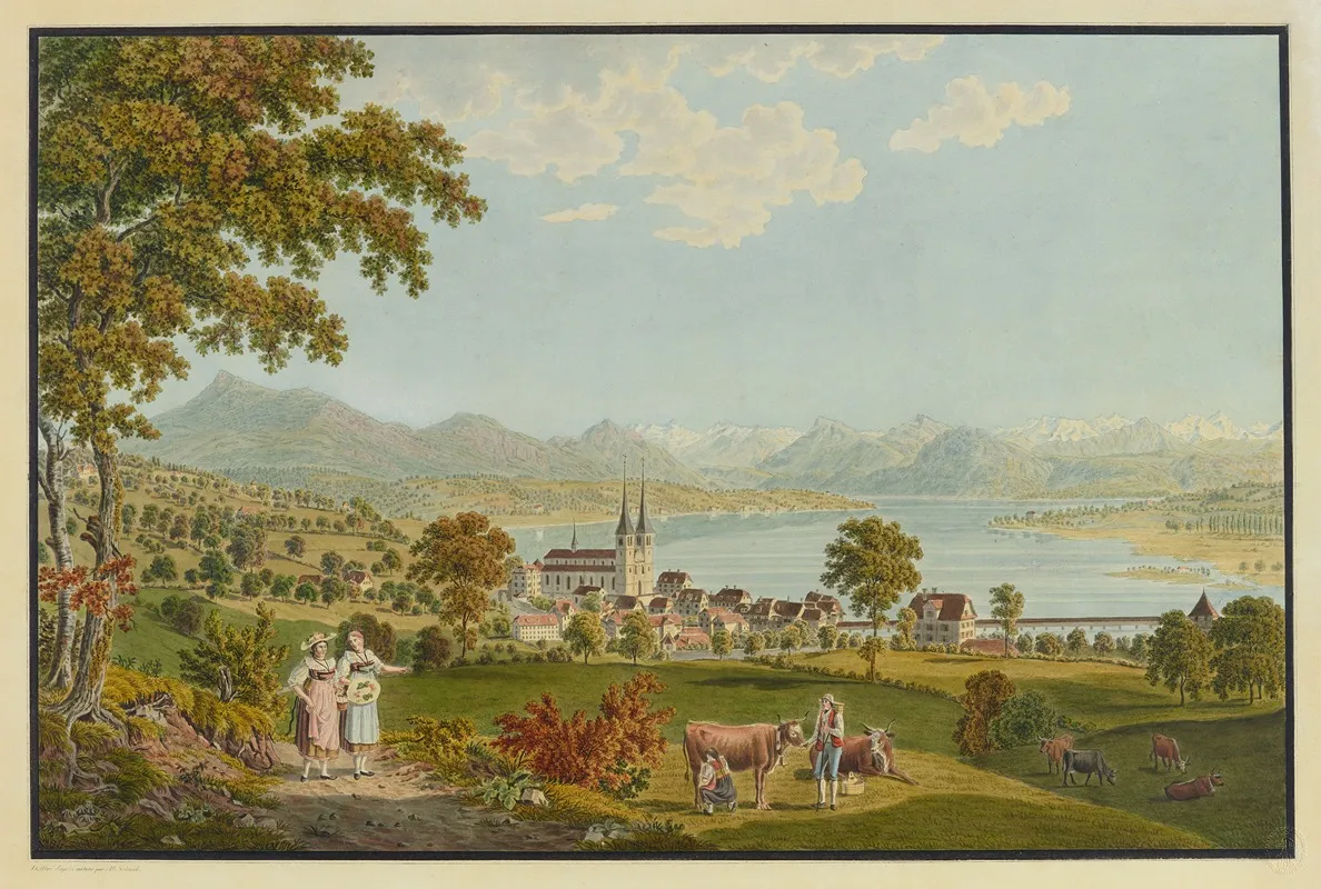 Vue De La Ville De Lucerne Prise A La Campagne Dallenwinden by David Alois Schmid - Canvas Print