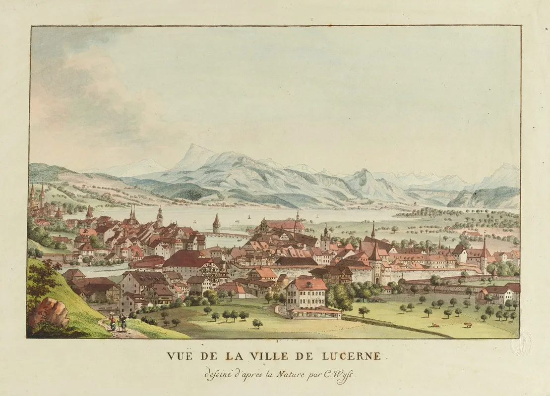 Vue De La Ville De Lucerne by Caspar Leontius Wyss - Canvas Print