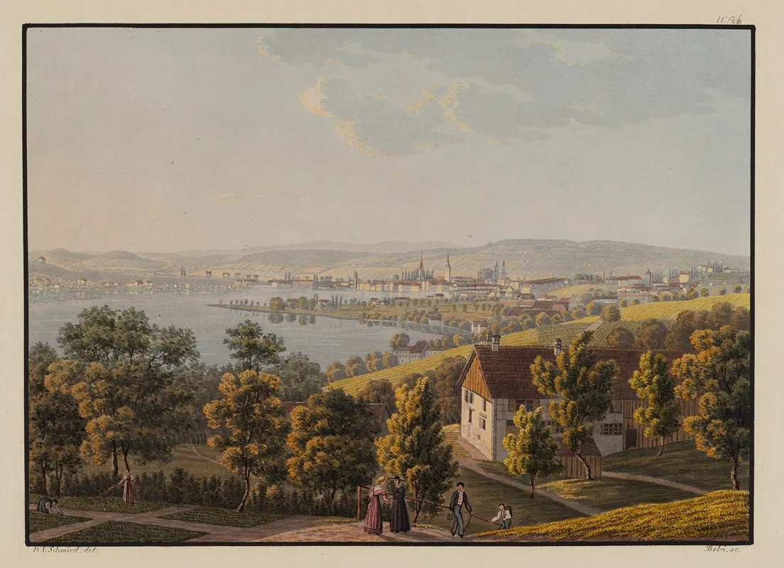 Vue De La Ville De Zurich Depuis Zollikon by David Alois Schmid - Canvas Print