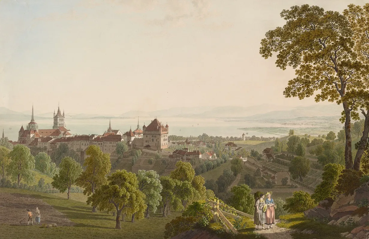Vue De Lausanne Et De Lextremite Occidentale Du Lac De Geneve