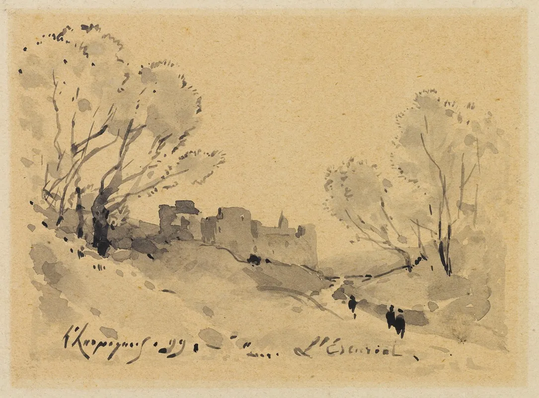 Vue De Lescorial by Henri-Joseph Harpignies - Canvas Print