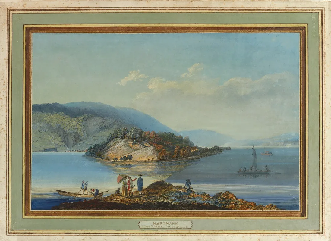 Vue De Lisle De St Pierre Sur Le Lac De Bienne 4 by Johann Joseph Hartmann - Canvas Print