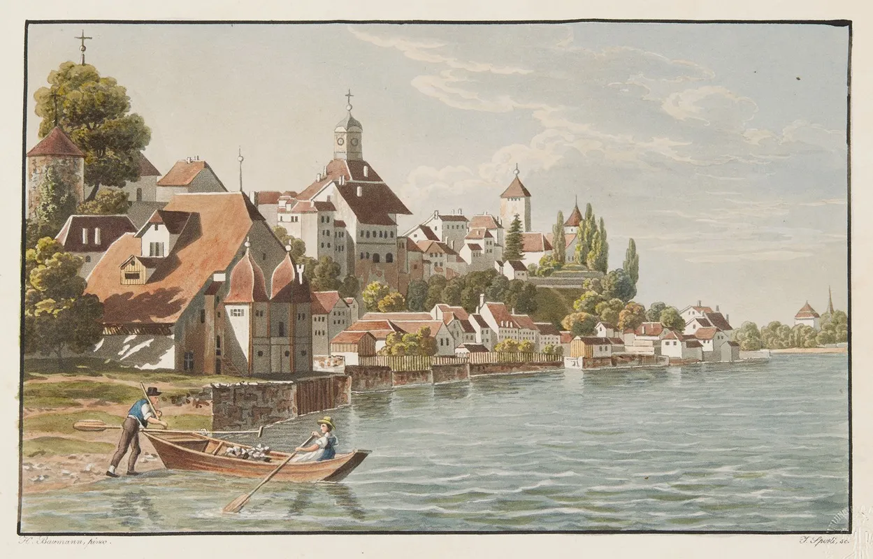 Vue De Morat by Jean Henri Baumann - Canvas Print