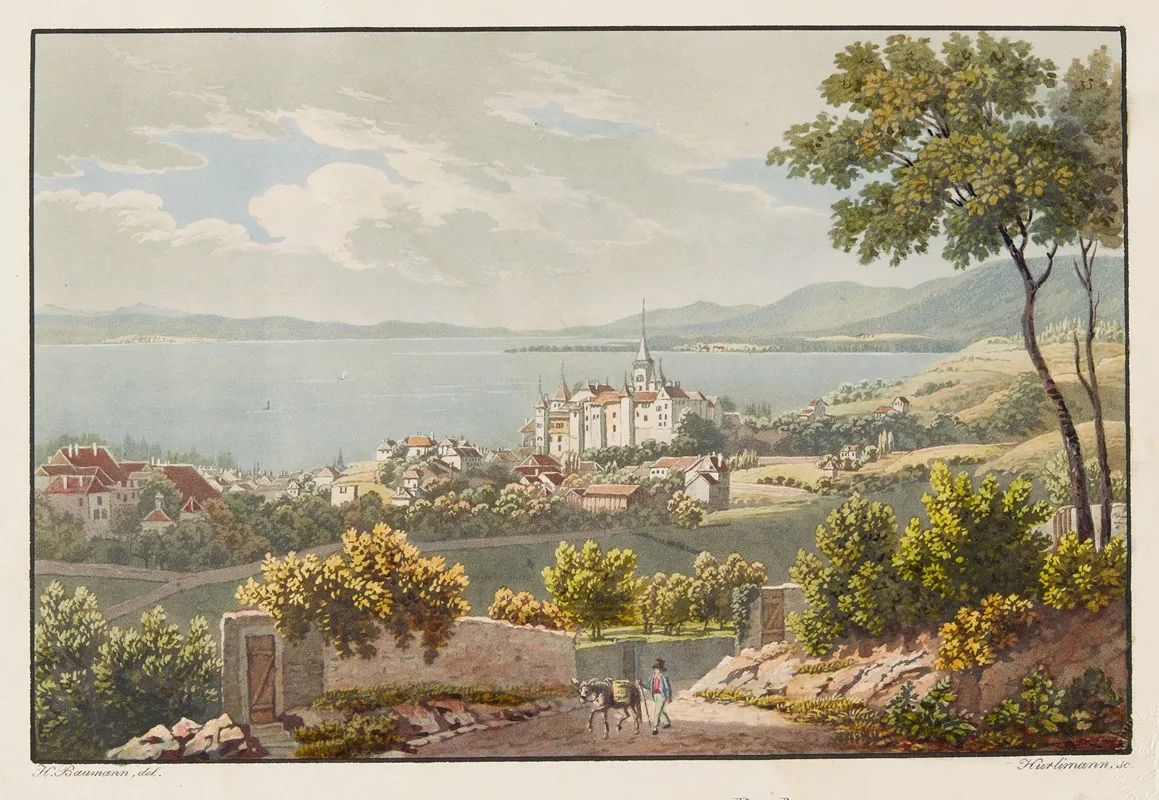 Vue De Neuchatel Prise Au Rocher by Jean Henri Baumann - Canvas Print