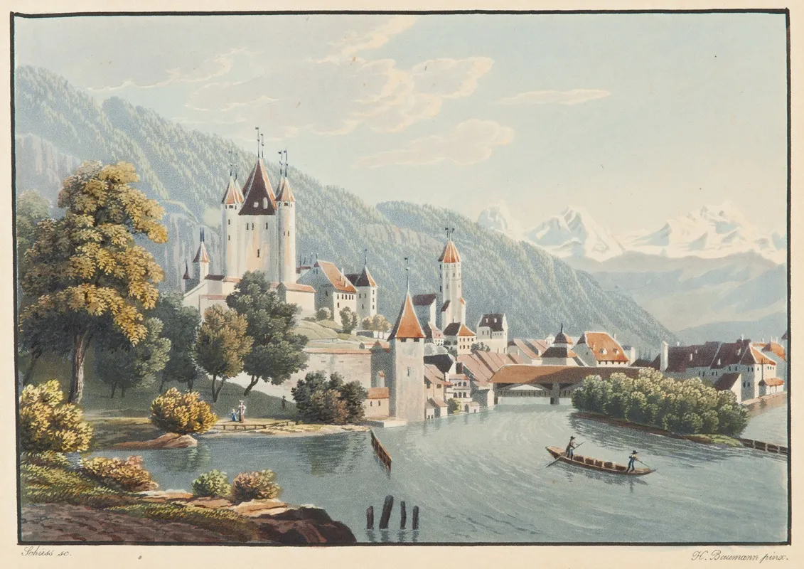 Vue De Thoun by Jean Henri Baumann - Canvas Print