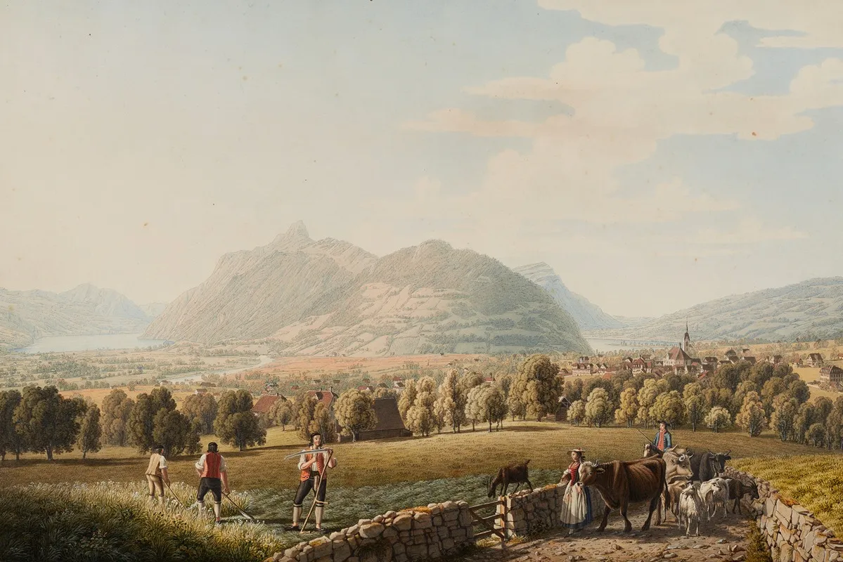 Vue Du Bourg De Schwitz by Johann Jakob Biedermann - Canvas Print