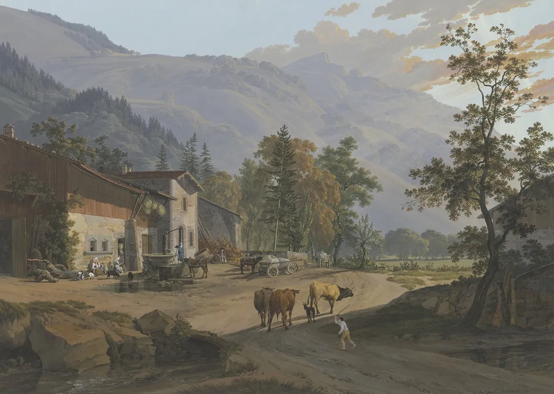 Vue Du Brezon Pris Pres De Bonneville by Jean-Antoine Linck - Canvas Print