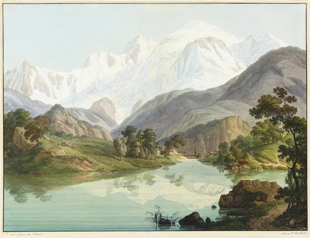 Vue Du Lac De Chede Et Du Mont Blanc by Jean-Antoine Linck - Canvas Print
