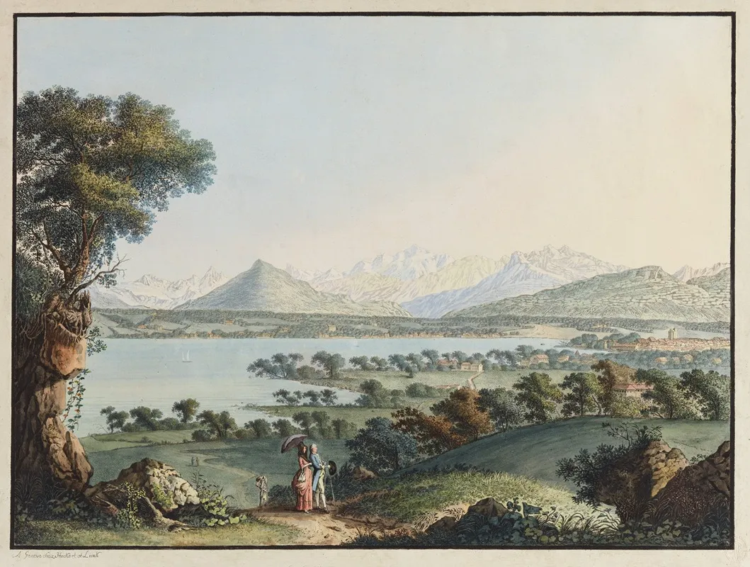 Vue Du Mont Blanc Et Une Partie De Geneve 2 by Jean-Antoine Linck - Canvas Print