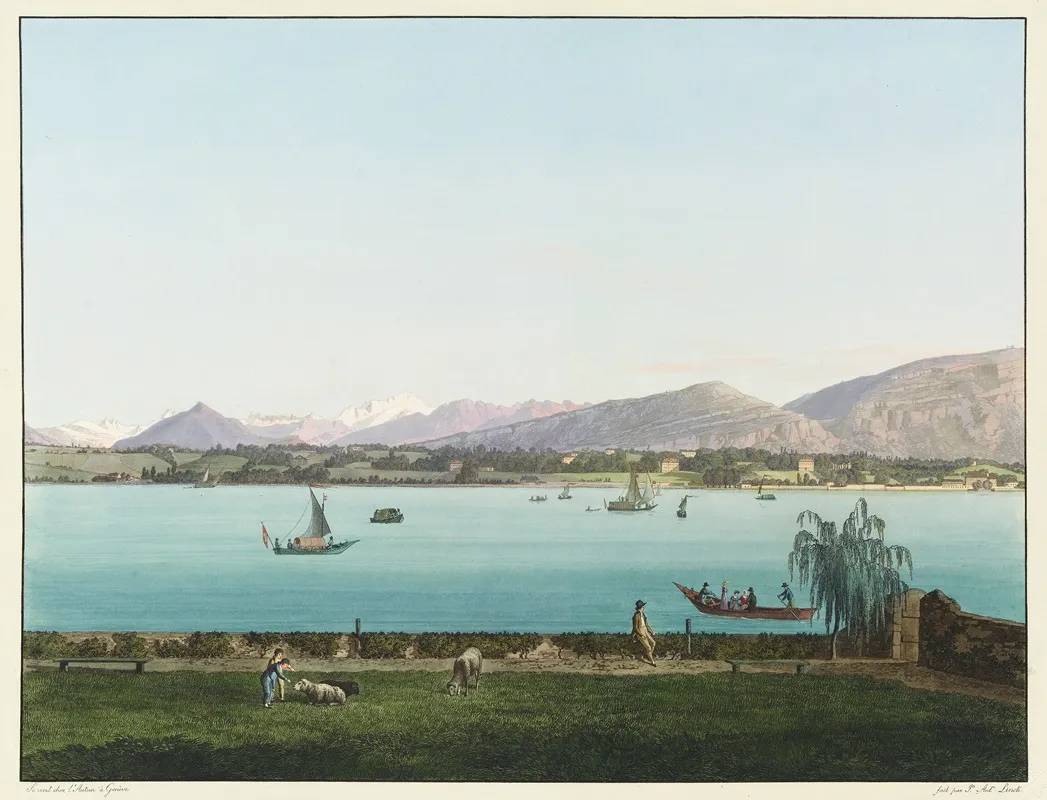 Vue Du Mont Blanc Prise De La Campagne De Mr Hentsch A Secheron Pres De Geneve by Jean-Antoine Linck - Canvas Print