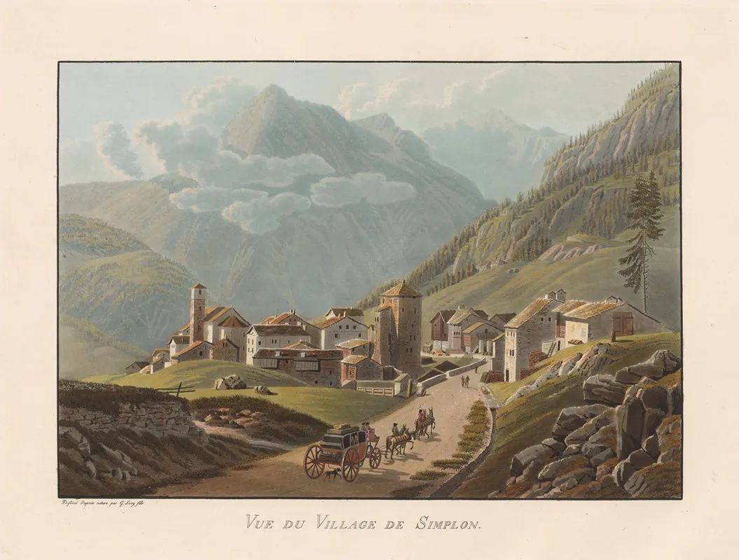 Vue Du Village De Simplon by Gabriel Lory the Younger - Canvas Print