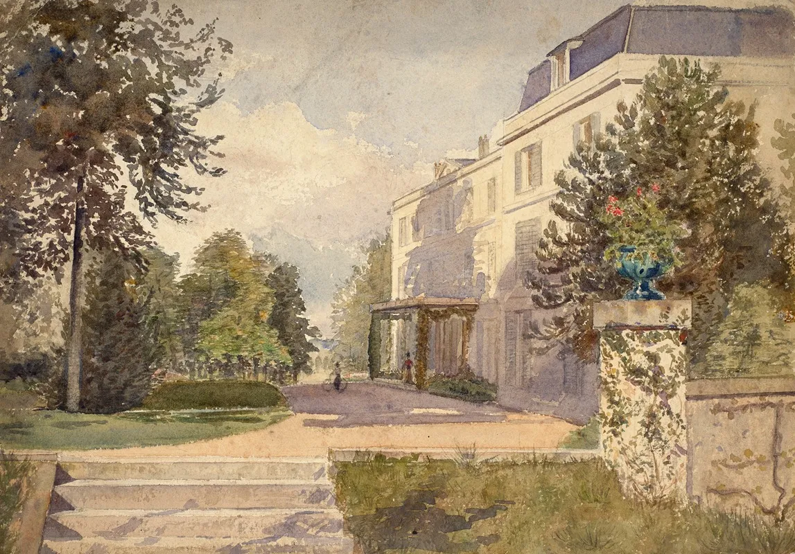Vue Dun Jardin Autour Dune Maison by Guy De La Rochefoucauld - Canvas Print