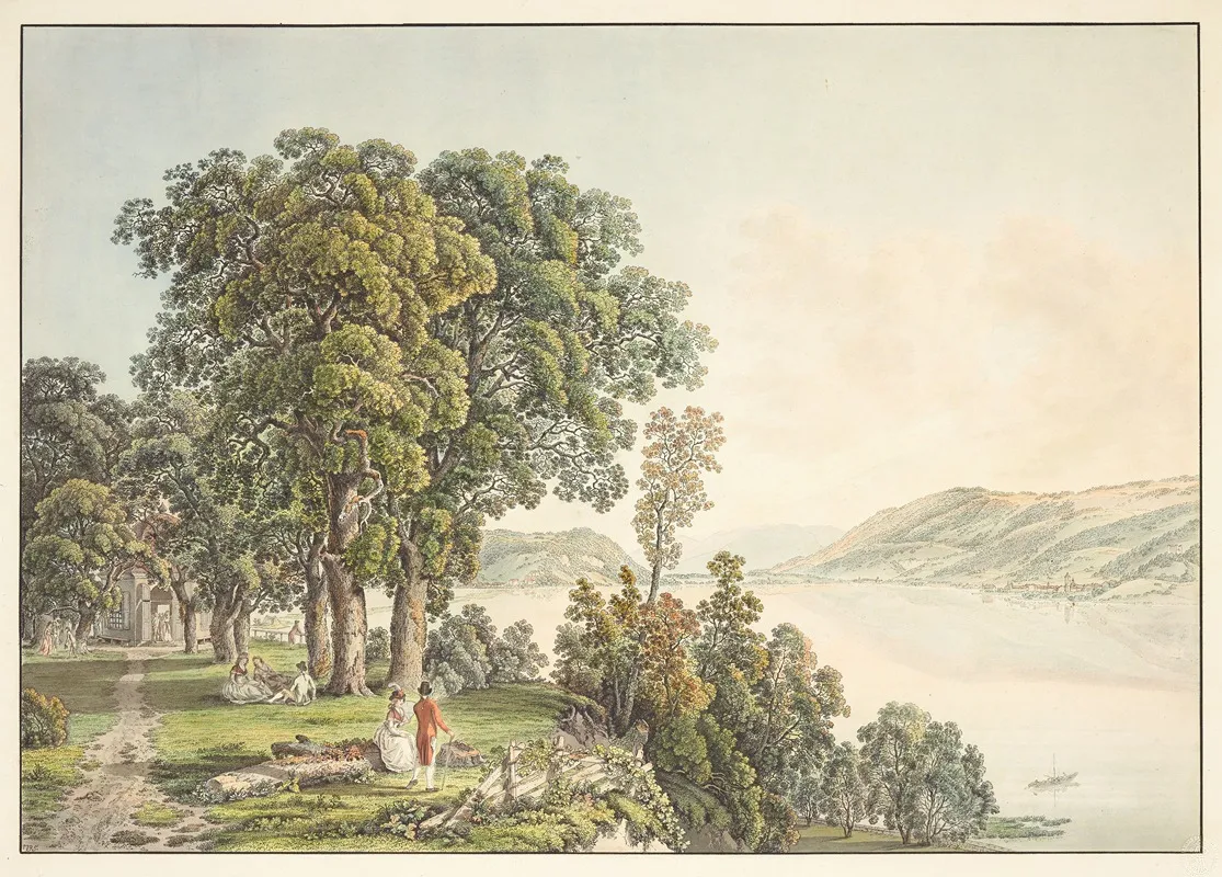 Vue Sur Le Lac De Bienne Prise De Lisle De St Pierre Dans Le Canton De Berne by Gabriel Lory the older - Canvas Print