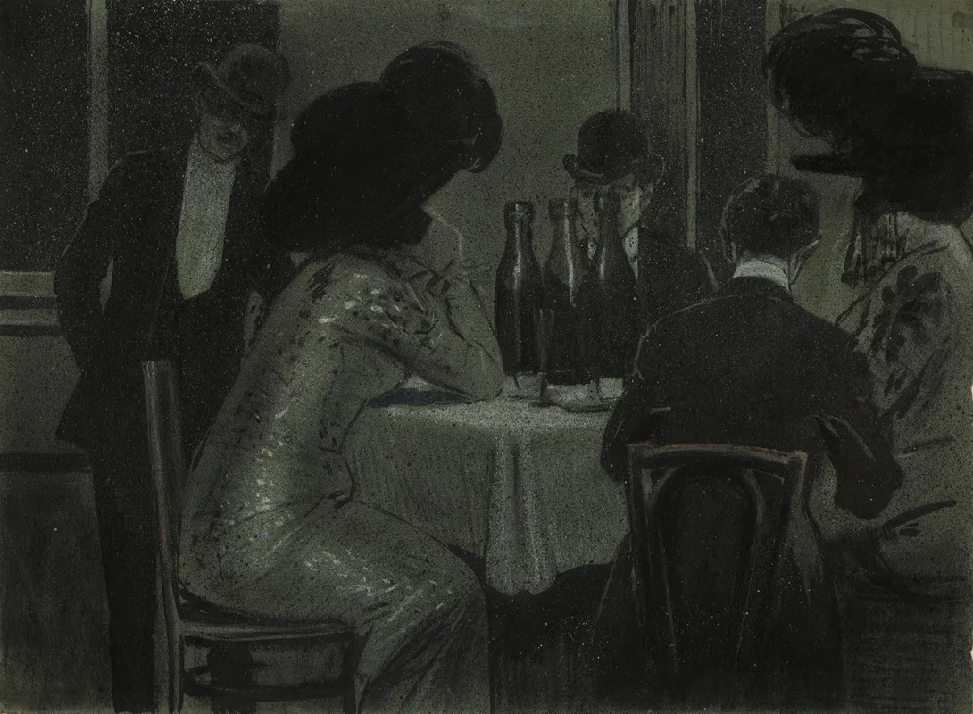 W Kawiarni by Odo Dobrowolsk - Canvas Print