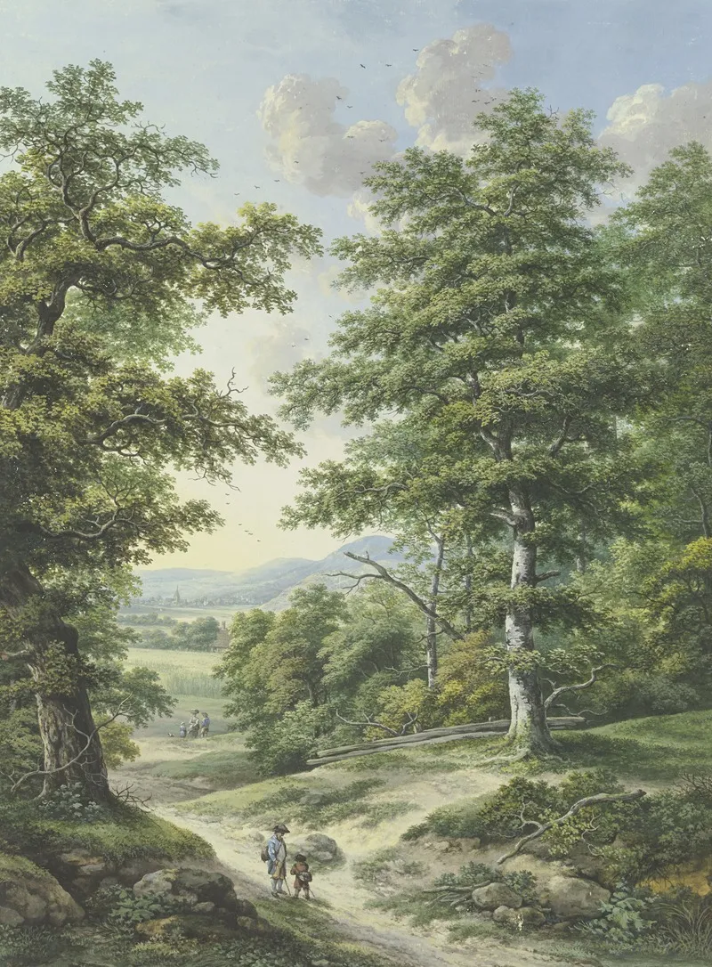 Waldausgang Mit Blick Auf Kornfelder Und Ein Dorfchen by Karl Franz Kraul - Canvas Print