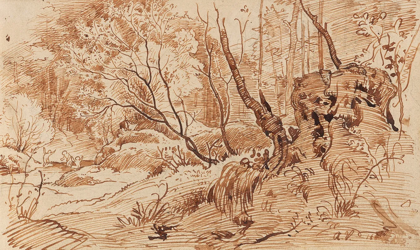 Waldlandschaft Mit Badenden Kindern